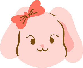 Doodle Style Bunny Face With Red Bow Tie