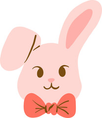 Doodle Style Bunny Head With Red Ribbon