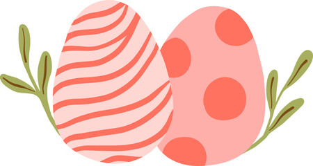 Doodle Style Striped and Dotted Easter Eggs