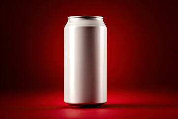 Minimalist White Can on Red Background