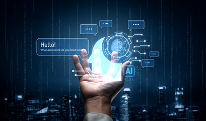 Conversational AI assistant enhances chatbot interaction. AI assistant supports queries, answers instantly, AI assistant improves experience, and AI assistant drives engagement. Vouch