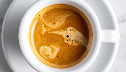 Perfect Shot of Espresso Coffee in White Cup with Rich Crema. Generated Image