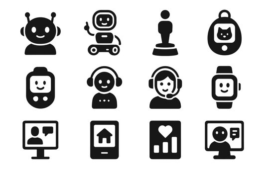 Ai helper advisor icons automated gadget connected dashboard engagement vector virtual icon