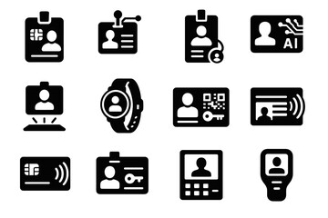 Card icon pass authentication holographic nfc vector digital virtual membership access badges