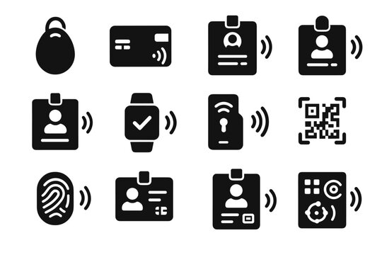 Code card badge icon visitor smart icons vector employee connected interactive