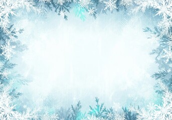 Zarte Frostmuster wirken wie filigrane Eisblumen auf hellem Winterhintergrund und bieten ruhigen eleganten Textfreiraum f&uuml;r Karten Poster und Designs Generative KI