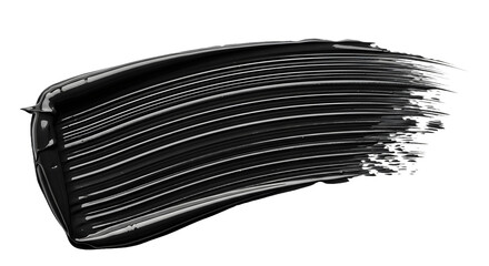 Black mascara smudge swatch texture on black background showing fine bristle lines