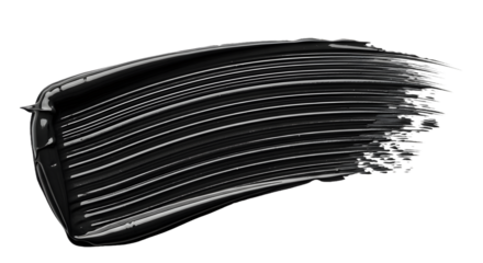 Black mascara smudge swatch texture on black background showing fine bristle lines