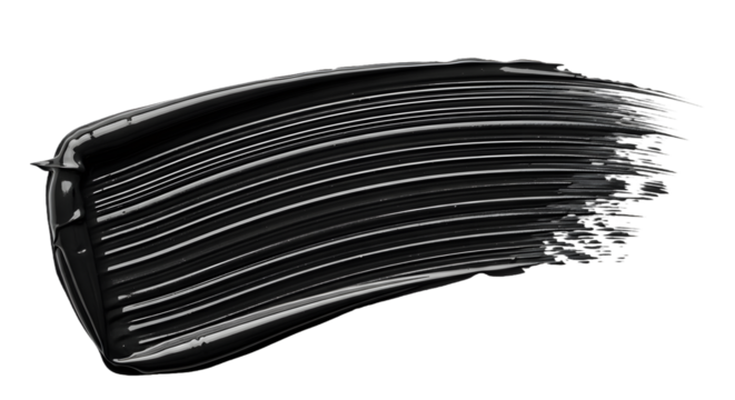 Black mascara smudge swatch texture on black background showing fine bristle lines - Powered by Adobe