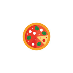 Delicious cartoon whole pizza slice graphic food vector design images