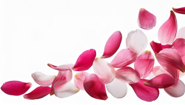 Flying Pink Petals Isolated On Transparent Background Cutout