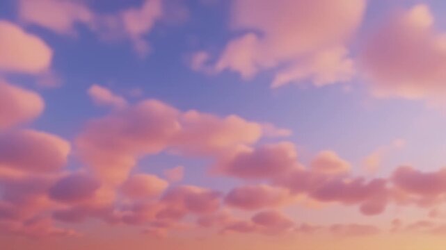 Dreamy sky with blurred pink clouds against a gradient of blue and orange hues