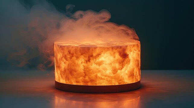 Fiery Cylinder - A Captivating Display of Intense Heat and Smoke.
