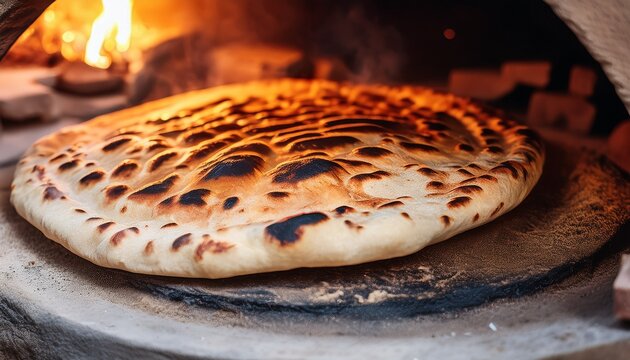 artisanal flatbread baking inside authentic tandoor oven outdoors