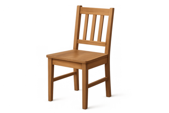 Wood chair providing seating in a studio environment, depicting furniture for domestic or office use with transparent background