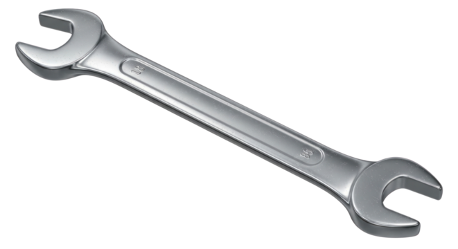 Shiny Metallic Spanner Wrench Isolated on White