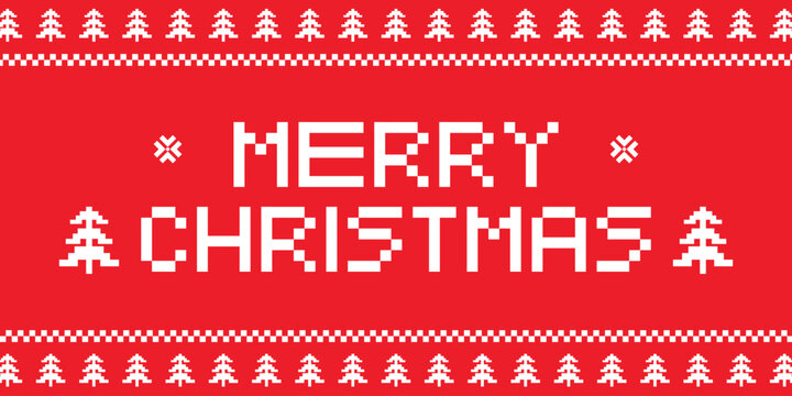 merry christmas template greeting card with pixel design