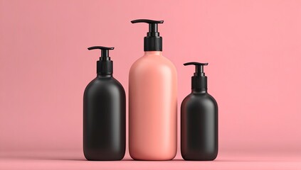 Three plastic bottles with pump dispensers