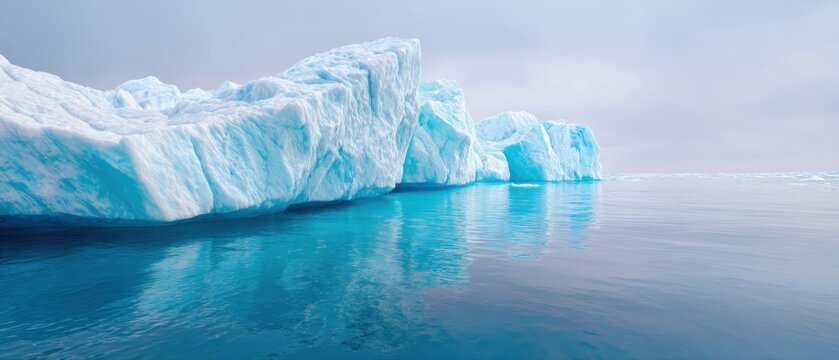 Huge glacier ice mass in clear blue Arctic water. - Powered by Adobe