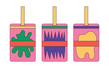Illustration set design hang tag retro bold vibrant