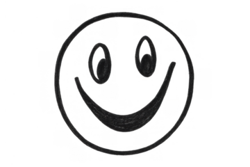 Hand drawing smiling emoticon feeling happy and positive with happiness, transparent background