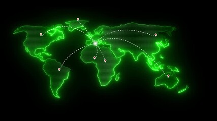 USA map Red location pin pop up on map motion graphic animation with global technology concept or social connection network with nodes, links Animation. 4K video - Powered by Adobe