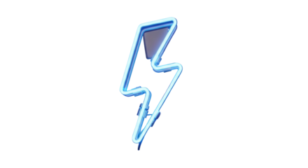 Vibrant Blue Neon Lightning Bolt Electric Sign