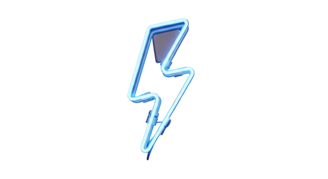 Vibrant Blue Neon Lightning Bolt Electric Sign