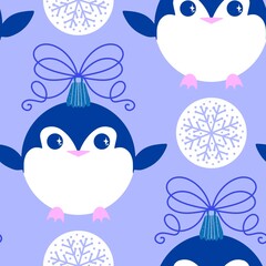Christmas animals seamless penguin pattern for wrapping paper and fabrics and kids print