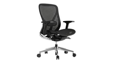 Modern Ergonomic Black Mesh Office Chair Isolated on White