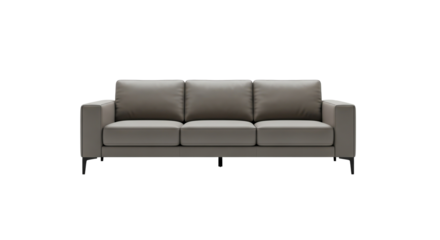 Modern Minimalist Grey Three-Seater Sofa on White Background