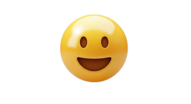 Cheerful Yellow 3D Smiley Face Emoji Icon