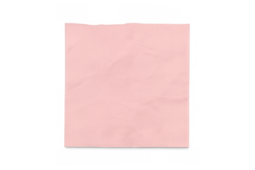 Pink crumpled paper document on transparent background. Empty textured sheet with torn top edge for copy space