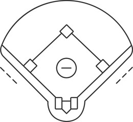 Dynamic line art illustration of a baseball diamond style, on a white background