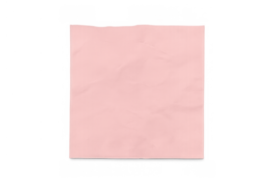 Pink crumpled paper document on transparent background. Empty textured sheet with torn top edge for copy space