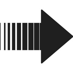 Black Arrow Symbol Pointing Right with Striped Tail on Transparent Background