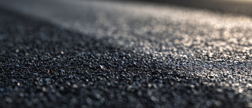Closeup of asphalt road surface with blurred background in the morning light Concept of transportation, infrastructure, and road construction - Powered by Adobe