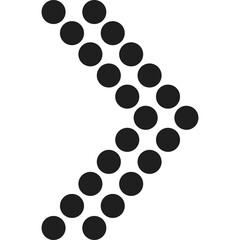 Black Double Row Arrow Pointer Composed of Dots on White Background with Transparent Backdrop