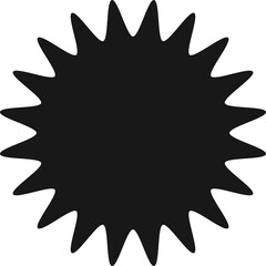 Black Starburst Shape with Jagged Edges Isolated on Transparent Background