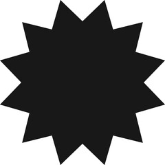 Black Starburst Shape Isolated On Transparent Background Geometric Abstract Graphic Design Element Simple Vector Illustration