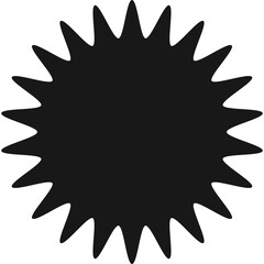 Black Starburst Shape Isolated on Transparent Background Simple Graphic Element