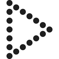 Black Play Button Icon Composed of Dots on a Transparent Background