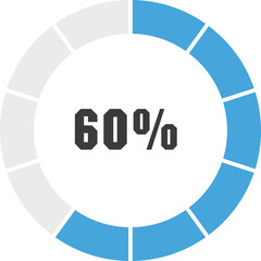 Circular Progress Bar Graphic Displaying 60 Percent Completion With Black and Blue Segments on White Background