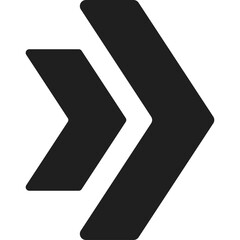 Double Chevron Arrow Icon in Black on Transparent Background symbolizing forward movement progress and direction