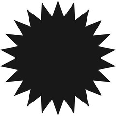 A Black Jagged Starburst Shape On A Transparent Background With Many Points Evoking A Sense Of Radiance Or Danger