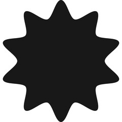 A Black Starburst Shape With Wavy Edges Centered On A Transparent Background