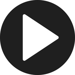 A Simple Black Circle With A White Play Button Icon Centered On A Transparent Background Minimalist Design