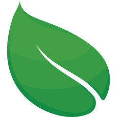 A Simple Green Leaf Icon With A Transparent Background And Subtle Shading To Emphasize Its Shape And Form