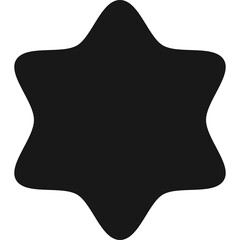 Abstract Black Six Pointed Star Shape With Rounded Edges Isolated On Transparent Background