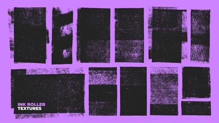 Grunge and scratchy linocut stamp texture. Distressed xerox or ink roller effect.